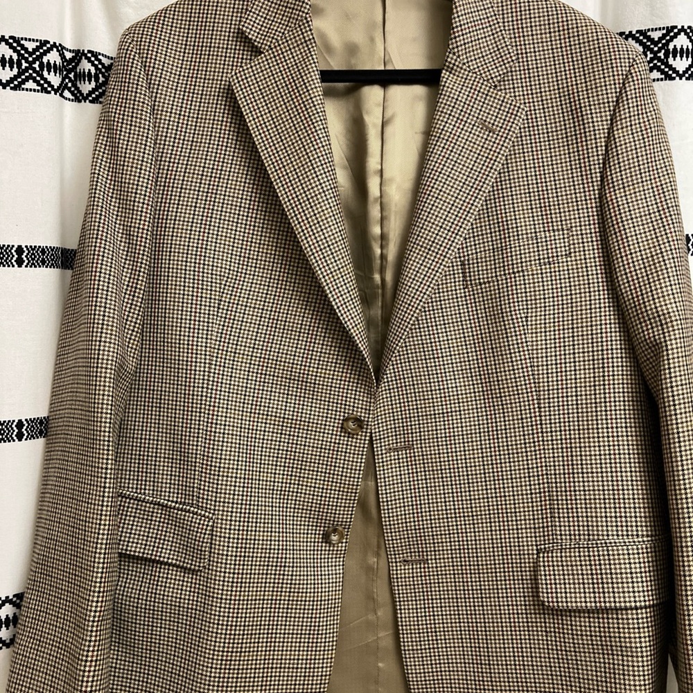 Men's Beige Checkered Blazer